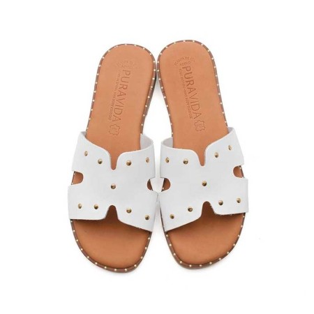sandalias blancas planas piel mujer