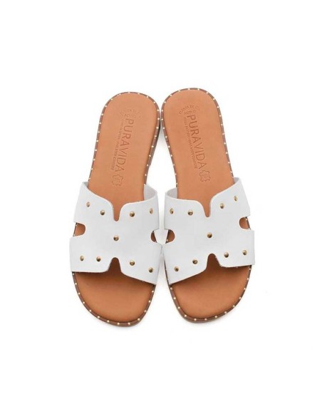 sandalias blancas planas piel mujer