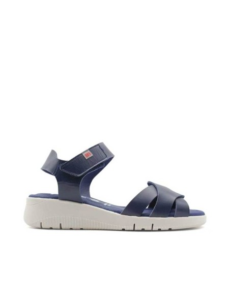 sandalias cuña azul marino de piel