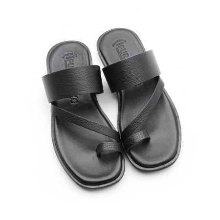 Sandalia piel negro de dedo