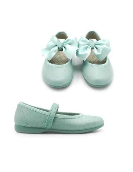 zapatos niña verde agua