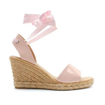 Sandalias rosa Charol con cua de esparto