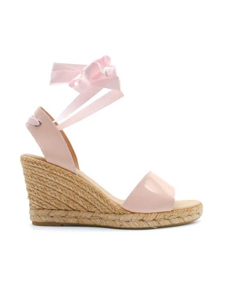 Sandalias rosa Charol con cua de esparto