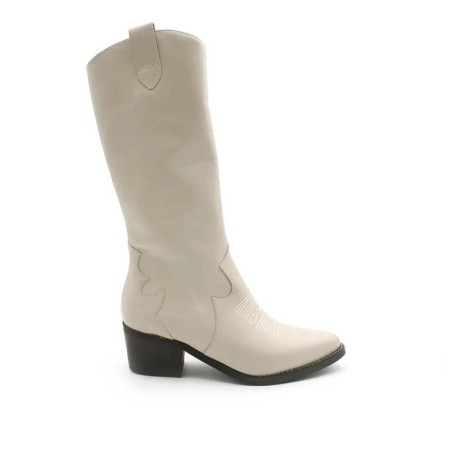 Bota cowboy beige de piel