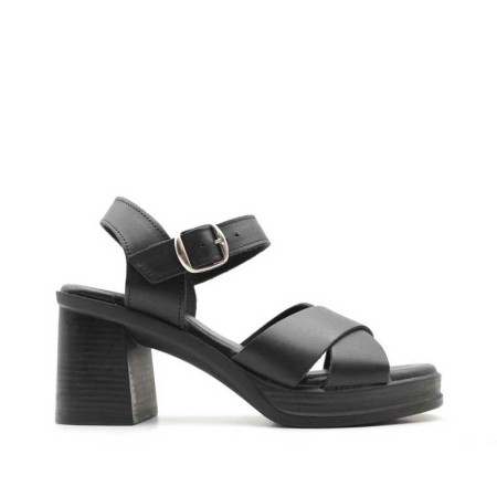 sandalia negra tacón plataforma mujer
