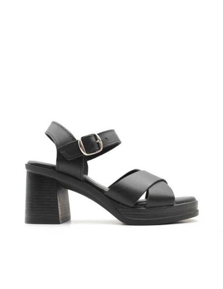 sandalia negra tacón plataforma mujer
