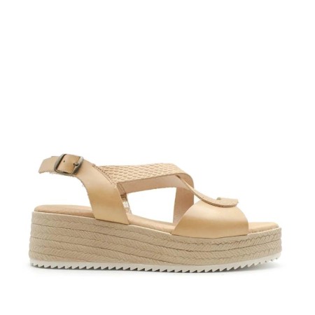 sandalias de cuña beige