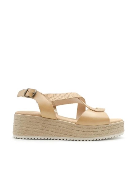 sandalias de cuña beige