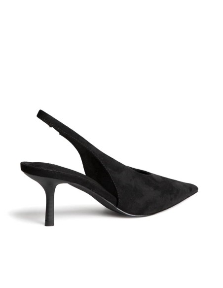 Talón de zapato destalonado negro con tira trasera elástica
