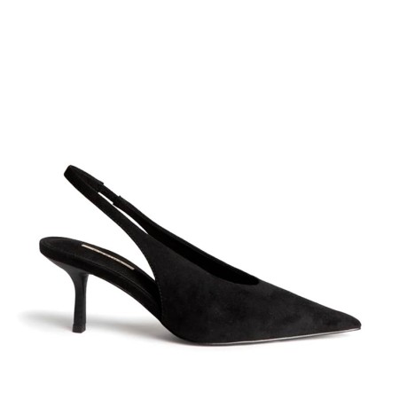 Zapato destalonado negro de tacón M6716