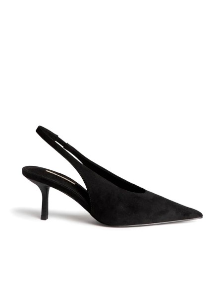 Zapato destalonado negro de tacón Corina M6716 vista lateral