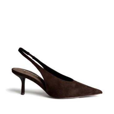Zapato destalonado marrón de tacón Corina M6716 vista lateral
