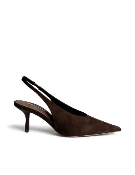 Zapato destalonado marrón de tacón Corina M6716 vista lateral