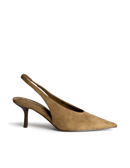 Zapato destalonado camel de tacón Corina M6716 vista lateral