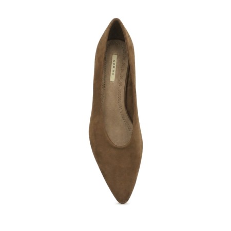 zapato salon camel mujer vista superior