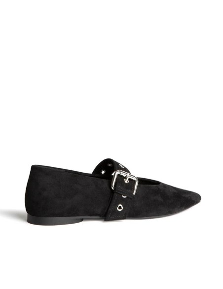 bailarinas negras planas Corina vista lateral exterior