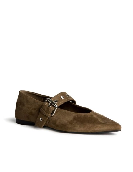 bailarinas mujer con hebilla camel vista tres cuartos