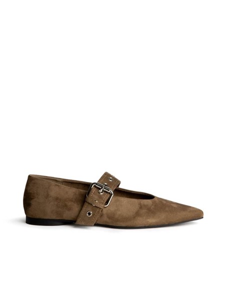 bailarinas mujer con hebilla camel Corina vista lateral