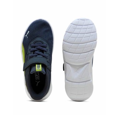 Zapatillas Puma infantiles azul marino con velcro y suela blanca