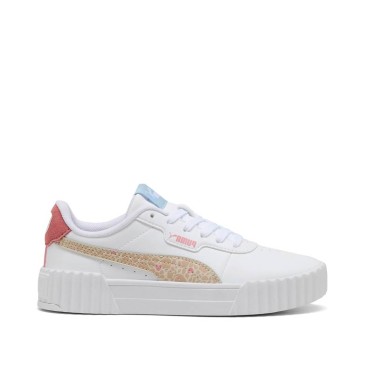Zapatilla plataforma Puma Carina 3.0 Winter Safari blanca vista lateral