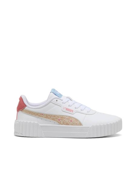 Zapatilla plataforma Puma Carina 3.0 Winter Safari blanca vista lateral