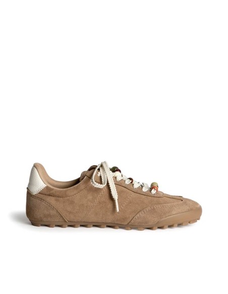 Zapatillas casual camel mujer Corina M6510 con cordón de abalorios