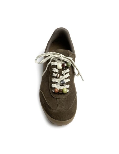Zapatilla con abalorios verde kaki Corina M6510 vista frontal