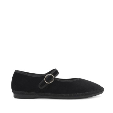 Merceditas negras terciopelo mujer Corina M6590 con pulsera y hebilla lateral.
