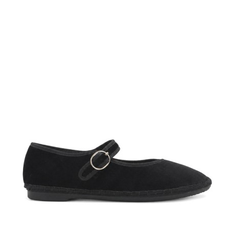 Merceditas negras terciopelo mujer Corina M6590 con pulsera y hebilla lateral.