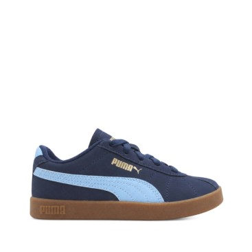 Puma Club II PS azul marino niño con franja celeste y suela caramelo