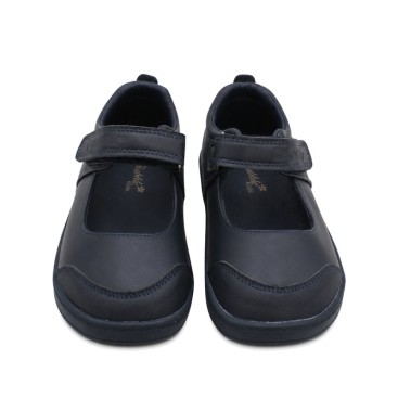 Zapato colegial barefoot azul marino para niña con cierre adherente