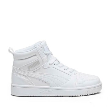 Botín Puma Rebound V6 Mid Jr blanco vista lateral