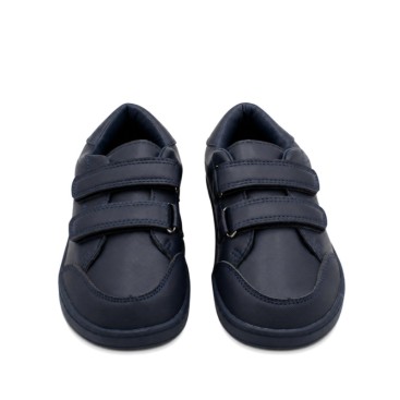 Zapato colegial barefoot niño azul marino con puntera reforzada