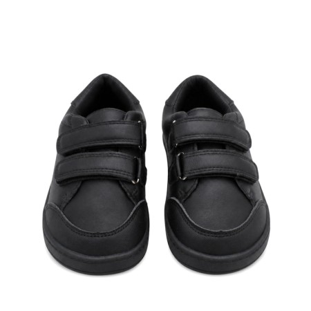 Zapato escolar negro barefoot para niño con cierre adherente