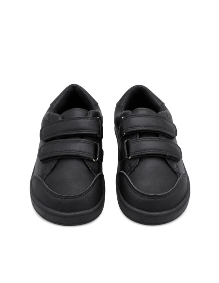 Zapato escolar negro barefoot para niño con cierre adherente