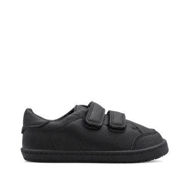 Zapato colegial barefoot negro niño con doble velcro y suela flexible
