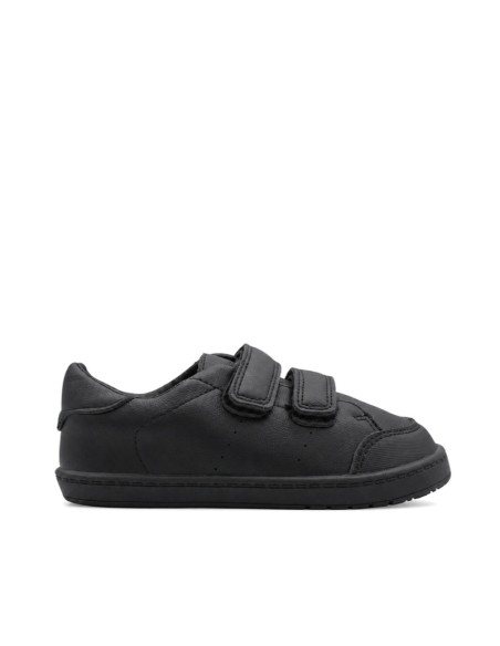Zapato colegial barefoot negro niño con doble velcro y suela flexible