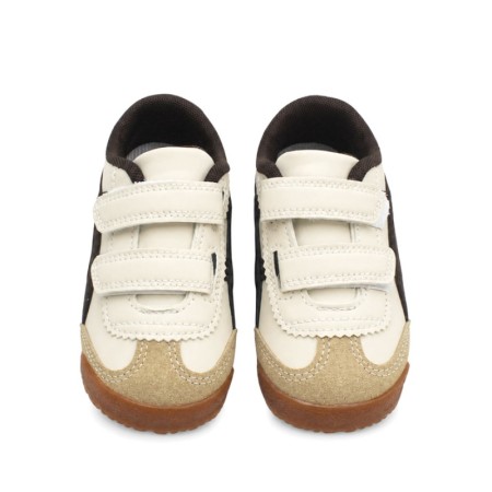 Zapatillas niño estilo retro con cierre adherente vistas de frente