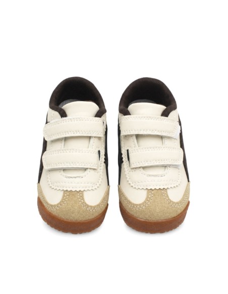 Zapatillas niño estilo retro con cierre adherente vistas de frente