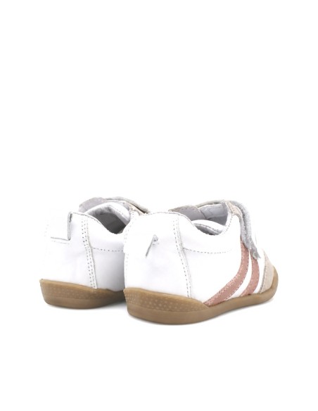 Zapatillas blancas y rosa niña con suela de goma sin drop vista trasera
