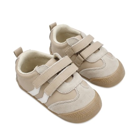 Deportivas bebé beige con velcro para primeros pasos