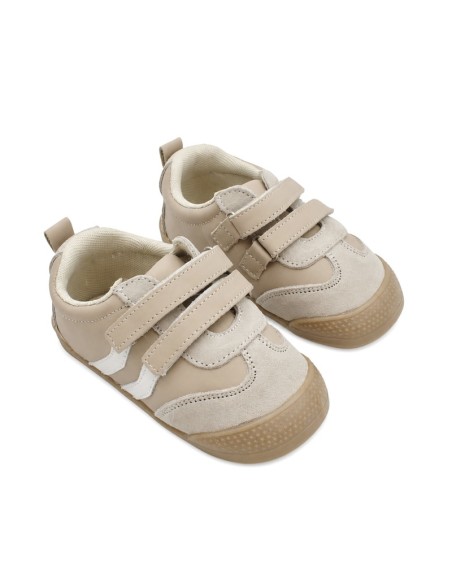 Deportivas bebé beige con velcro para primeros pasos