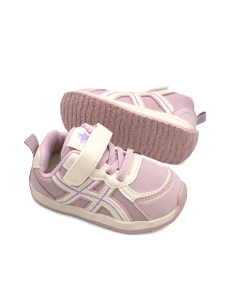 Zapatillas deportivas niña rosa con velcro y suela de goma