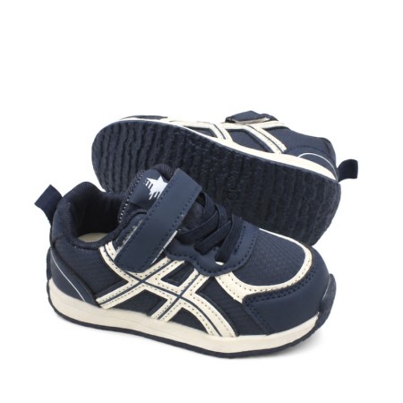 Zapatillas deportivas niño azul marino vista lateral