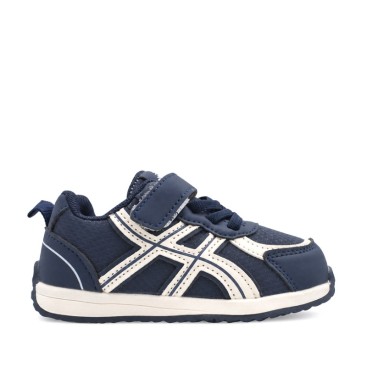 Deportivas niño azul marino con velcro y detalles beige