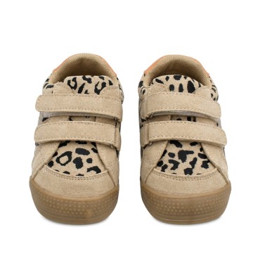 Zapatillas barefoot leopardo para niña vista frontal