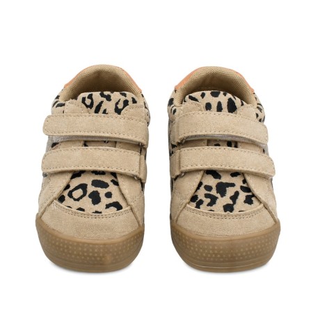 Zapatillas barefoot leopardo para niña vista frontal