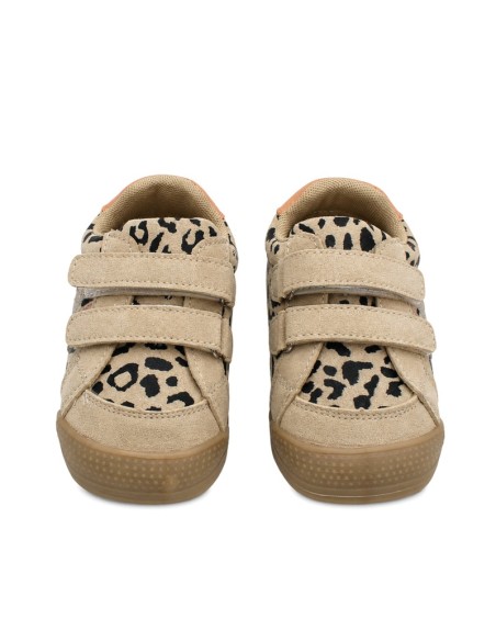 Zapatillas barefoot leopardo para niña vista frontal