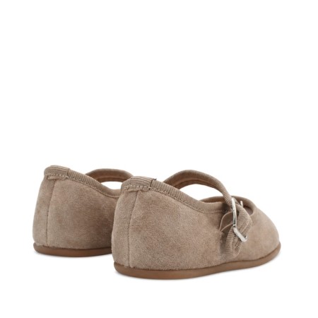 Merceditas infantiles beige con suela de goma vista trasera