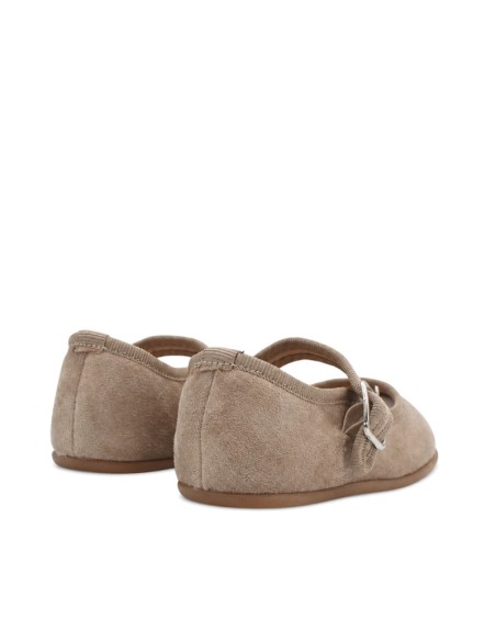 Merceditas infantiles beige con suela de goma vista trasera